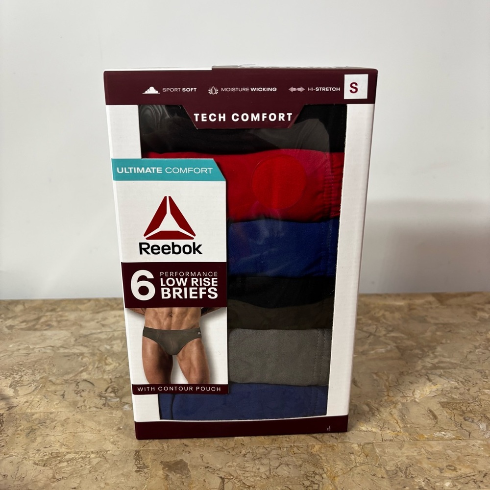 Reebok Men’s Tech Comfort Performance Low Rise Briefs Underwear, 6-Pack